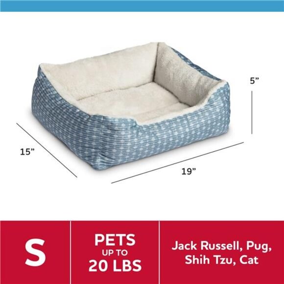Cuddler Small Dog or Cat Bed, Blue 19" x 15" - Picture 2 of 5